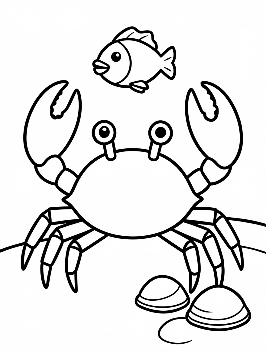 A large crab with two raised claws, walking legs and eyes on stalks, standing on sand.